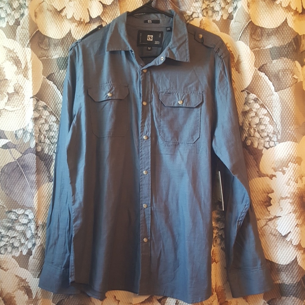 Casual Dress Blue Men's Shirt